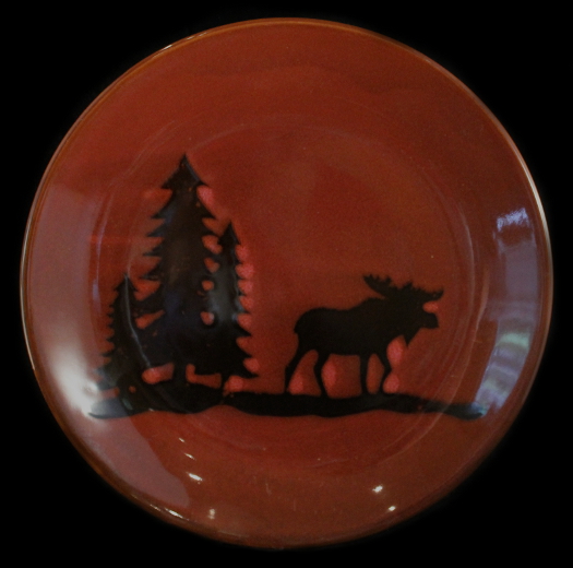 DEI DENNIS EAST WOODLAND CABIN WOODS MOOSE DINNER PLATE(s) HOME