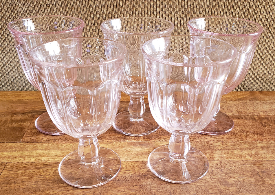 * Set of 5 * Noritake Crystal PROVINCIAL PINK 55/8" Water Goblets